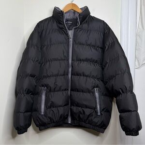 U2Wear Black Puffer Jacket Coat Men’s XL Water Resistant Gingham Lining